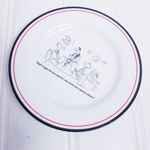 Restoration Hardware Plate White New Yorker Waiter Wine Dinner Arnie Levin 1998